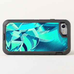 Cyan tracks with drizzles on aquamarine background OtterBox defender iPhone SE/8/7 case