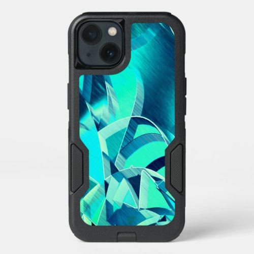 Cyan tracks with drizzles on aquamarine background iPhone 13 case