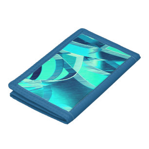 Cyan tracks with drizzles on aquamarine background trifold wallet