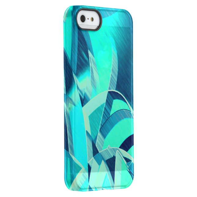 Cyan tracks with drizzles on aquamarine background uncommon iPhone case (Back/Right)