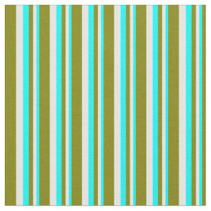 Cyan, White, and Green Stripes/Lines Pattern Fabric