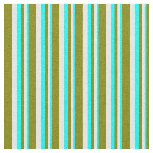 Cyan, White, and Green Stripes/Lines Pattern Fabric