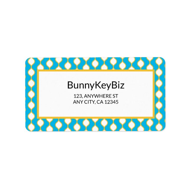 Cyan Yellow Bubble Line Company Address Label (Front)