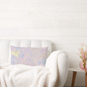 Cyan, Yellow, Magenta Swirl  Lumbar Pillow