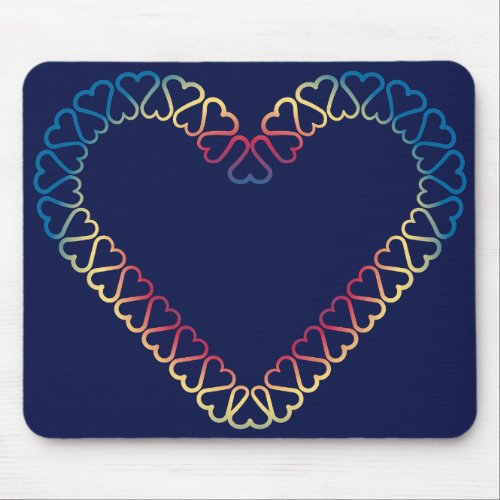 cyan yellow red  heart on mouse pad