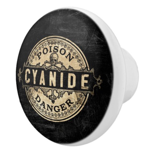 Cyanide Vintage Style Poison Label Ceramic Knob