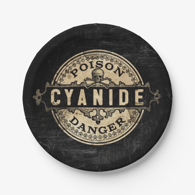 Cyanide Vintage Style Poison Label Paper Plates (Front)
