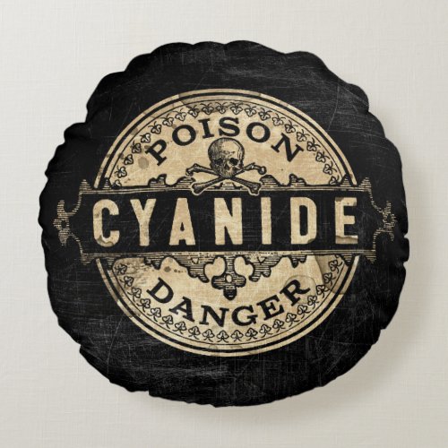 Cyanide Vintage Style Poison Label Round Pillow
