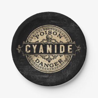 Cyanide Vintage Style Poison Label 7 Inch Paper Plate