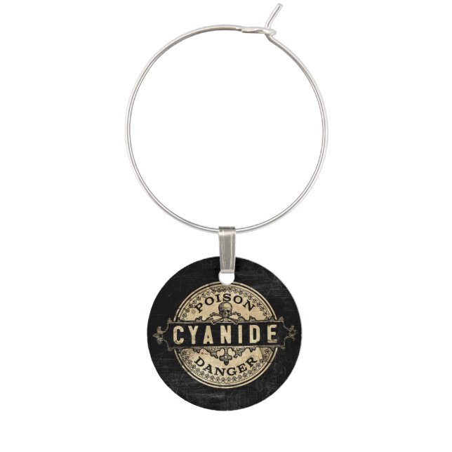 Cyanide Vintage Style Poison Label Wine Charm (Front)