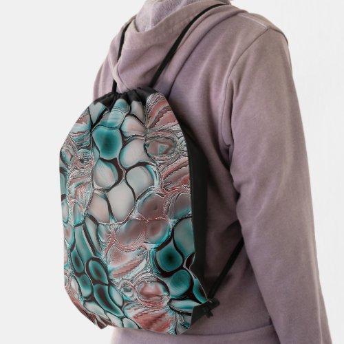 Cyanish to copper cells with soft light reflection drawstring bag