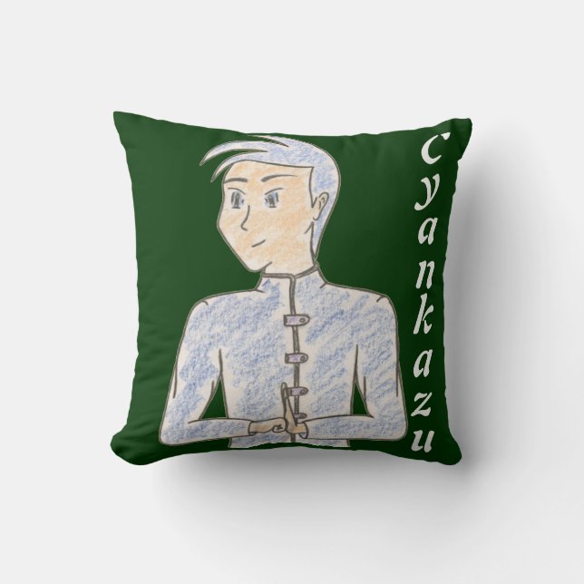 Cyankazu (with name) throw pillow (Front)