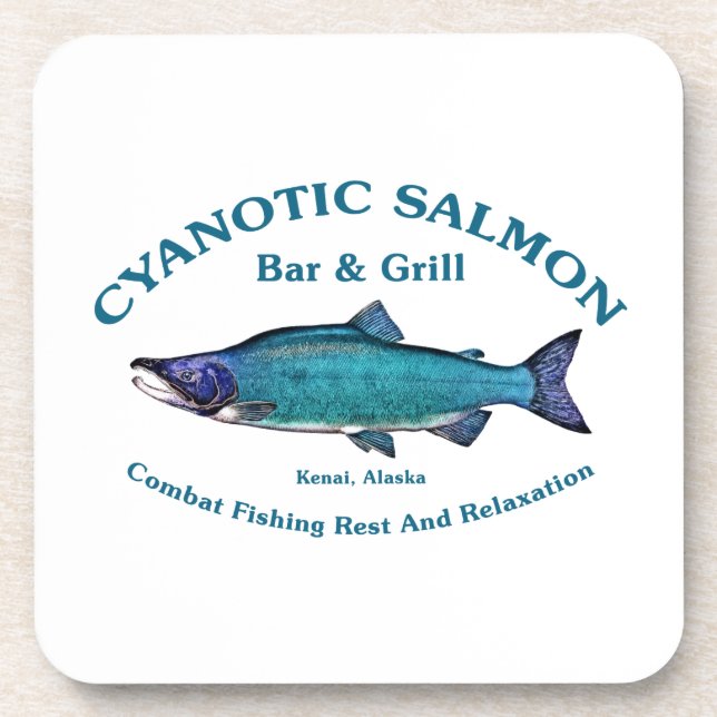 Cyanotic Salmon Bar & Grill Beverage Coaster (Front)