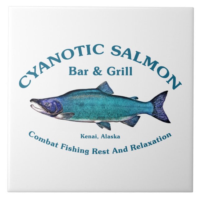 Cyanotic Salmon Bar & Grill Ceramic Tile (Front)