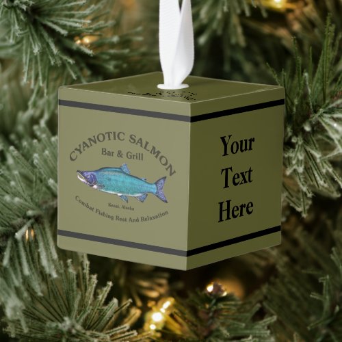 Cyanotic Salmon Bar &amp; Grill Cube Ornament