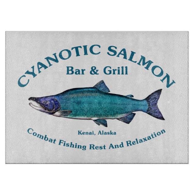 Cyanotic Salmon Bar & Grill Cutting Board (Front)
