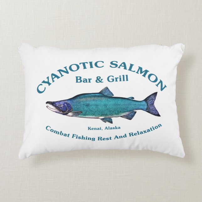 Cyanotic Salmon Bar & Grill Decorative Pillow (Front)