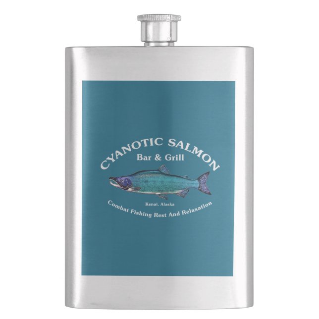 Cyanotic Salmon Bar & Grill Flask (Front)