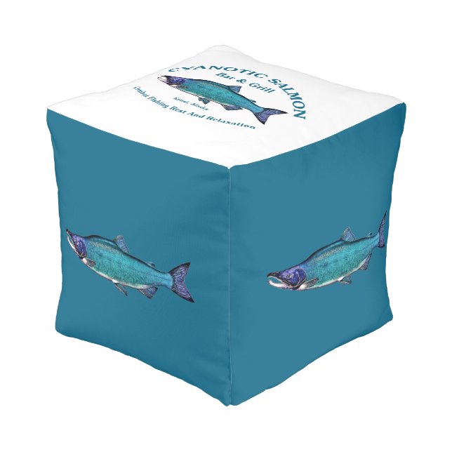 Cyanotic Salmon Bar & Grill Pouf (Angled Front)