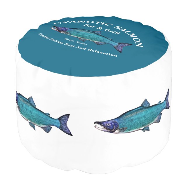 Cyanotic Salmon Bar & Grill Pouf (Angled Front)