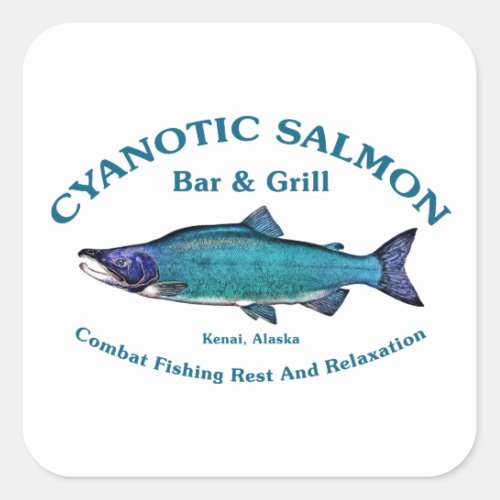 Cyanotic Salmon Bar  Grill Square Sticker