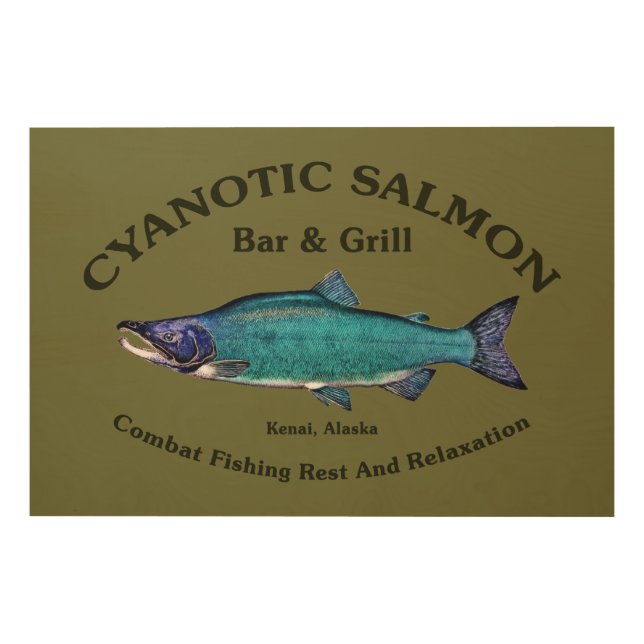Cyanotic Salmon Bar & Grill Wood Wall Decor (Front)