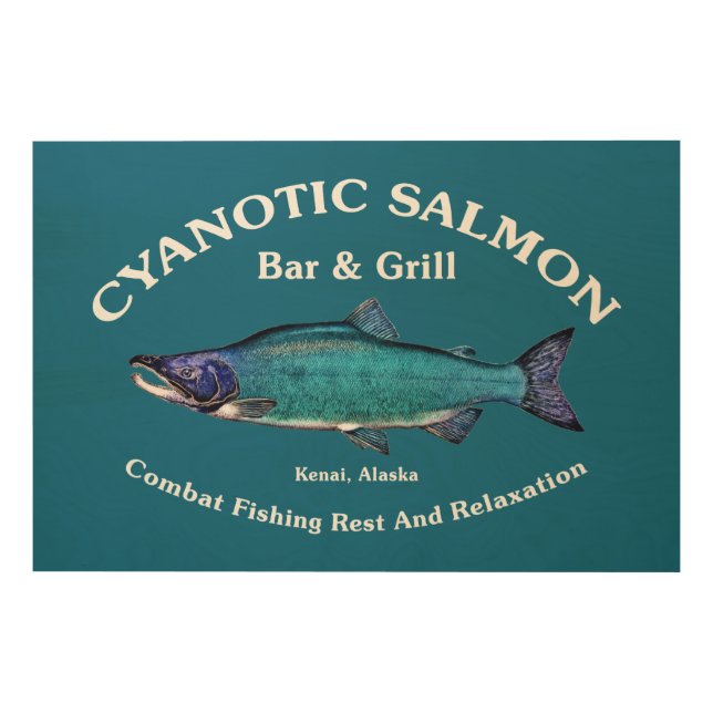 Cyanotic Salmon Bar & Grill Wood Wall Decor (Front)
