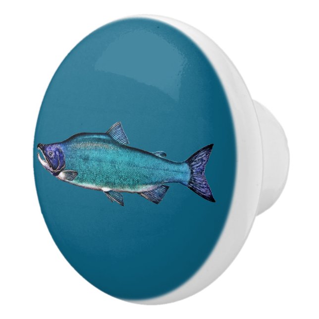 Cyanotic Salmon Ceramic Knob (Right)