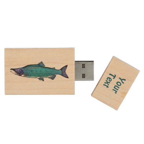 Cyanotic Salmon Wood USB Flash Drive
