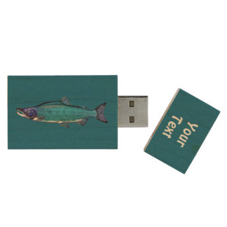 Cyanotic Salmon Wood USB Flash Drive