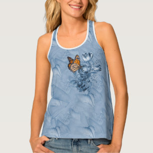 Cyanotype Abstract Moving Butterflies Tank Top