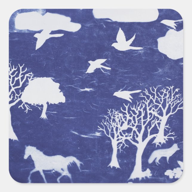 cyanotype forest Sticker (Front)