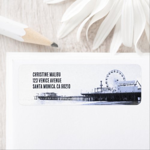 Cyanotype Santa Monica Pier Address Sticker