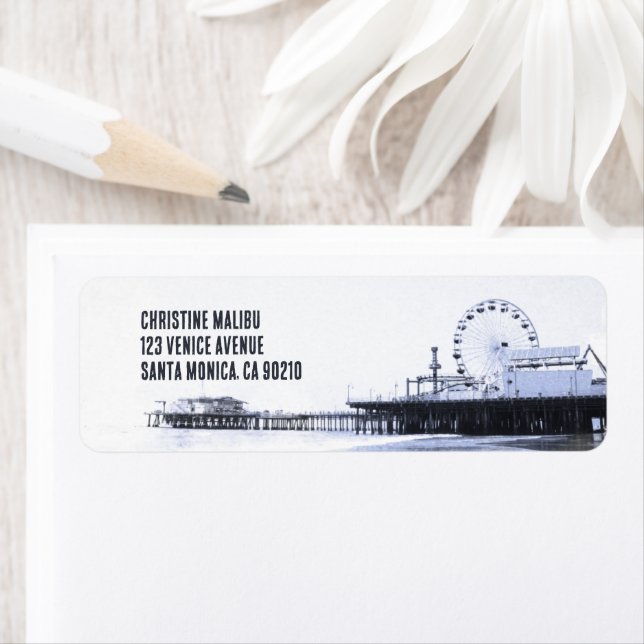 Cyanotype Santa Monica Pier Address Sticker (Insitu)