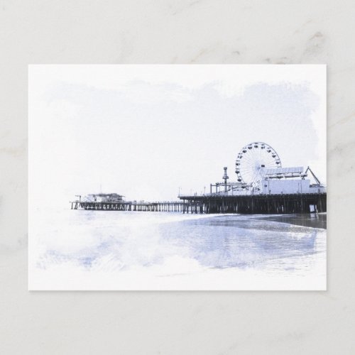 Cyanotype Santa Monica Pier Postcard