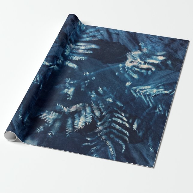 Cyanotype Wrapping Paper Mimosa/Fern (Unrolled)