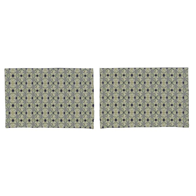 Cyanus Flower Repeat w Navy Pillow Case (Front-Set)