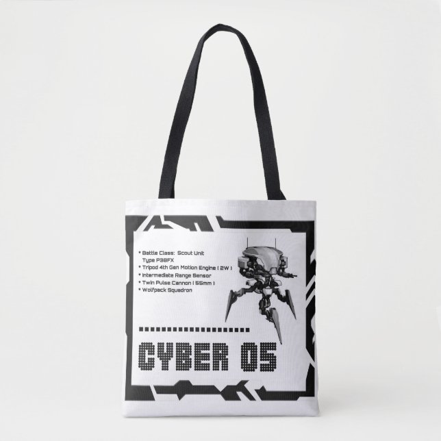 Cyber 05 Mech Robot Design Tote Bag (Front)