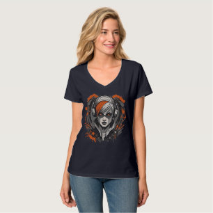Cyber 2K Urban Emo Girl in Bold Vibrant Colors T-Shirt