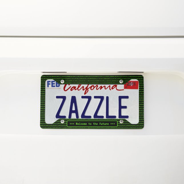 Cyber AI Futuristic Computing Theme - Your Slogan License Plate Frame (On Car)