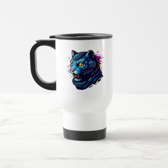 Cyber Animals – Futuristic Creatures of the Digita Travel Mug (Left)