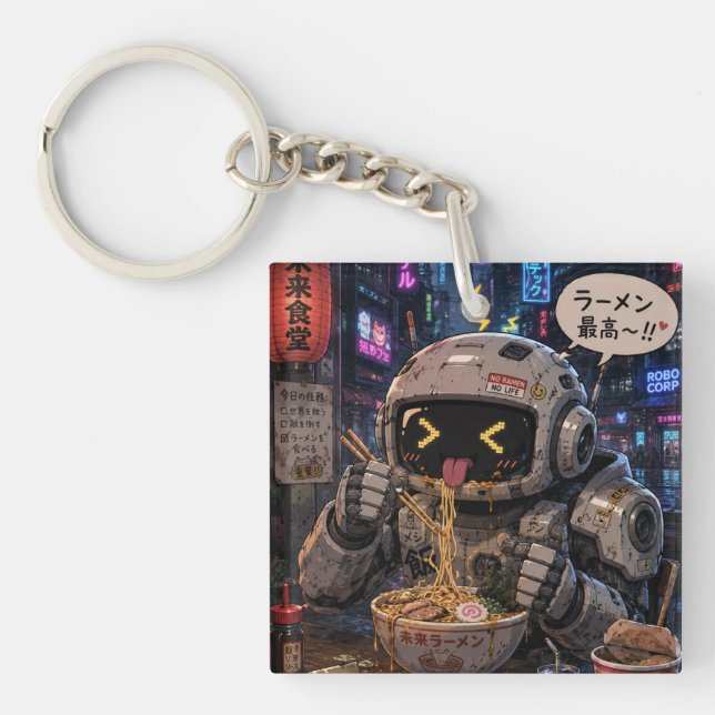 Cyber Bites – Robot Ramen Night Keychain (Front)