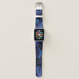 Cyber Blue PCB Circuit Board Trace Pattern Art Apple Watch Band