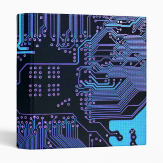 Cyber Blue PCB Circuit Board Trace Pattern Art Binder