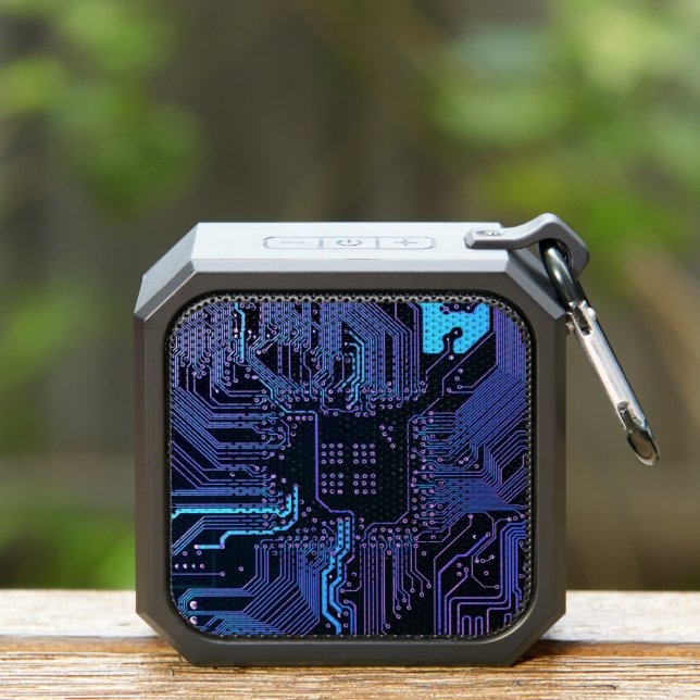 Cyber Blue PCB Circuit Board Trace Pattern Art Bluetooth Speaker (Insitu(Outdoor))