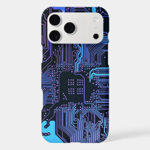 Cyber Blue PCB Circuit Board Trace Pattern Art iPhone 17 Pro Max Case