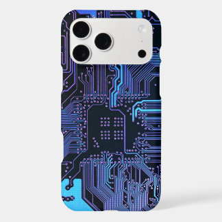 Cyber Blue PCB Circuit Board Trace Pattern Art iPhone 17 Pro Max Case