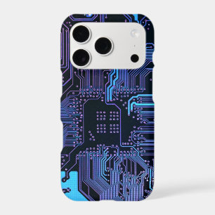 Cyber Blue PCB Circuit Board Trace Pattern Art iPhone 17 Pro Case