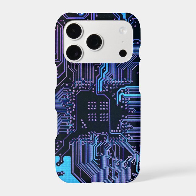 Cyber Blue PCB Circuit Board Trace Pattern Art Case-Mate iPhone Case (Back)