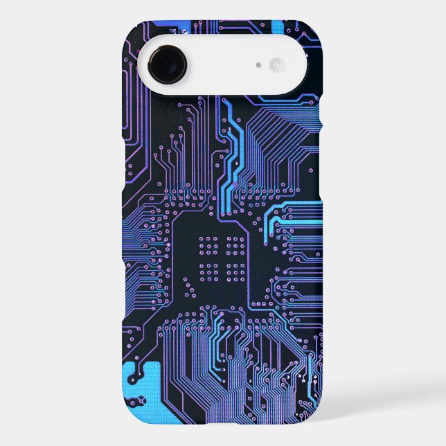 Cyber Blue PCB Circuit Board Trace Pattern Art Case-Mate iPhone Case (Back)